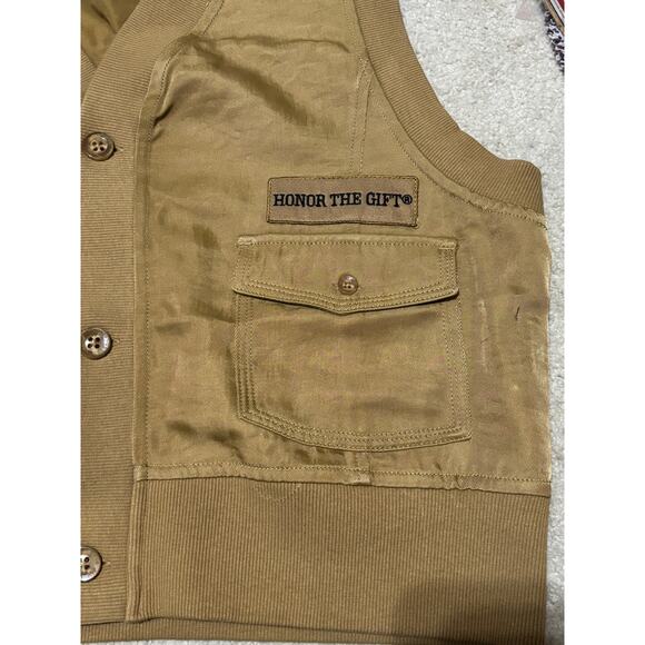 Honor The Gift Logo-Patch Shop Vest Women's Size XL Button Front Ribbed Pocket - Picture 2 of 8